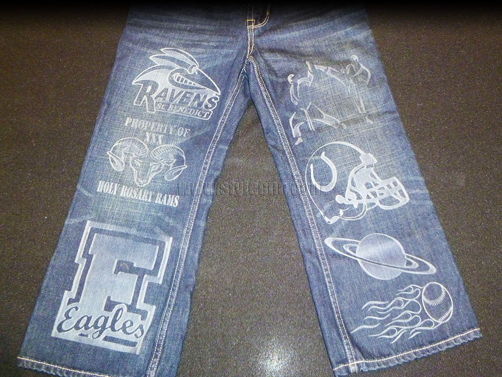 牛仔褲激光雕刻 CO2 激光打標(biāo)機(jī)